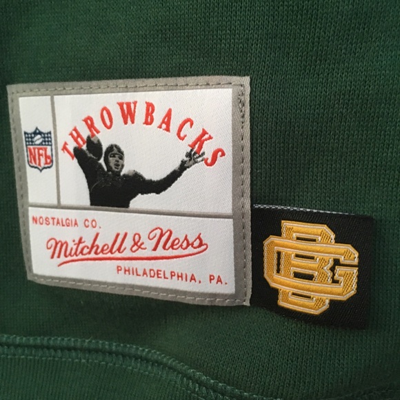 Green Bay Packers Women's Small Mitchell & Ness Flunnel Neck Fleece Hoodie NEW - Picture 4 of 12